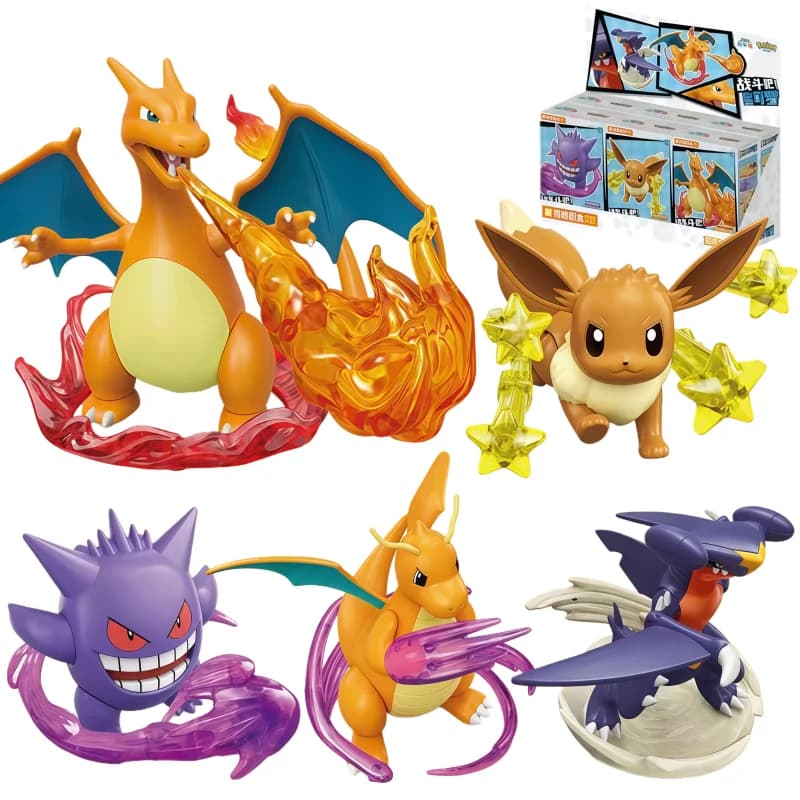 Blocchi da Costruzione Pokémon, Giocattoli Charizard, Gardevoir, Dragonite, Gengar, Garchomp, Eevee, Meowt, Set di Modelli Anime, Regalo per Bambini