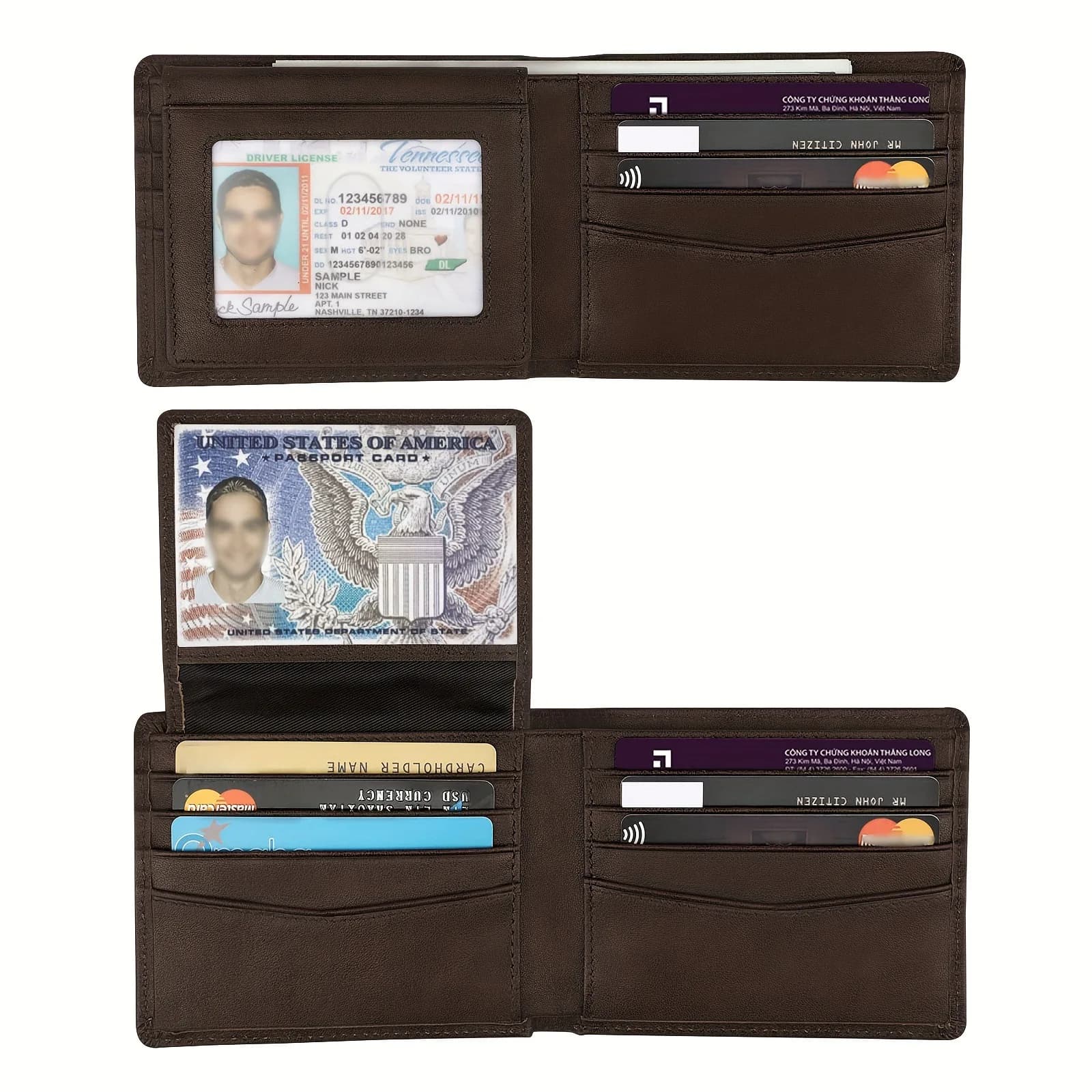 Portafoglio corto da uomo con spazzola antifurto RFID multi-carta avanzato portafoglio da uomo in vera pelle tripla