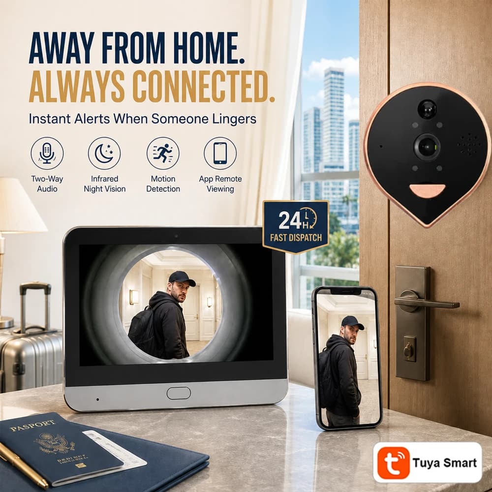 Digital Peephole Video Doorbell Tuya Smart Indoor LCD Screen Two‑Way Talk IR Night Vision Motion Alert Home Security Door Camera