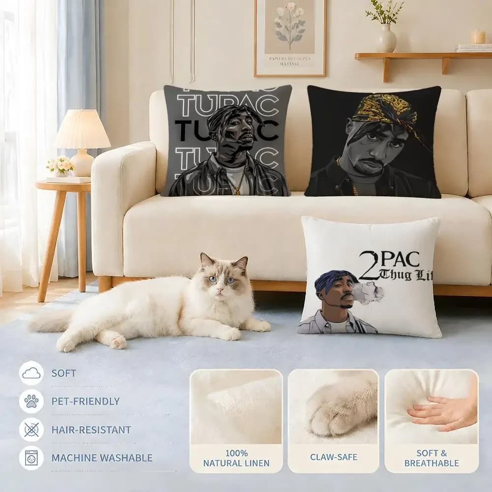 Fodere per cuscini Divano Adatte a cani e gatti Celebrity T-TupacS ShakurS Fodere per cuscini Decorative per sedie 45x45 40x40