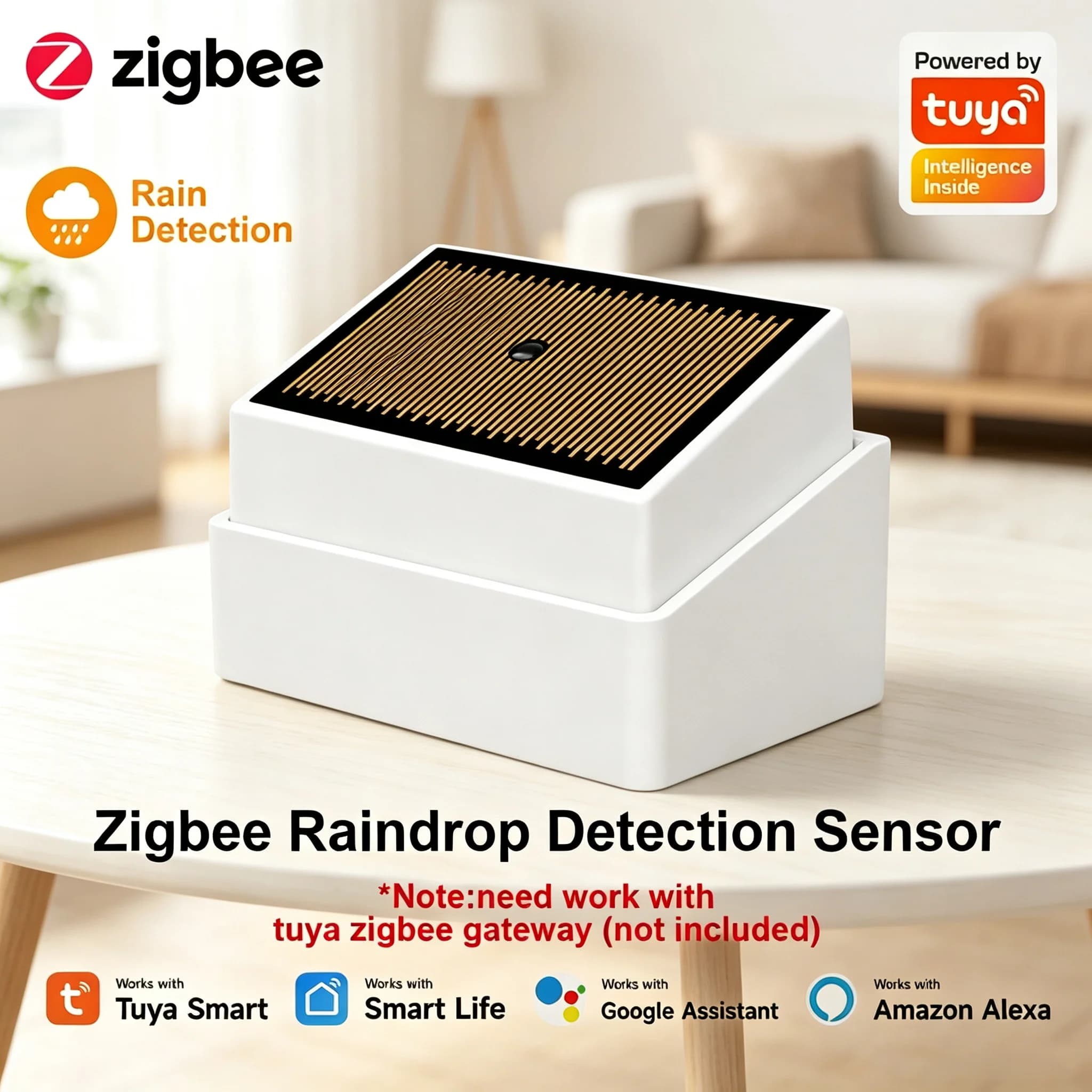 Tuya Smart ZigBee Water Leak Detector Wireless Rain Flood Detection Sensor IPX4 Waterproof Outdoor Security Monitoring Device