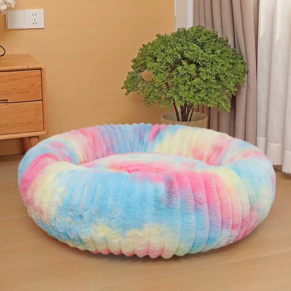 Cuccia Rotonda Grande in Cotone per Cani, Letto Caldo Invernale Morbido per Gatti, Nido Primaverile Spesso per Gatti, Letto Grande