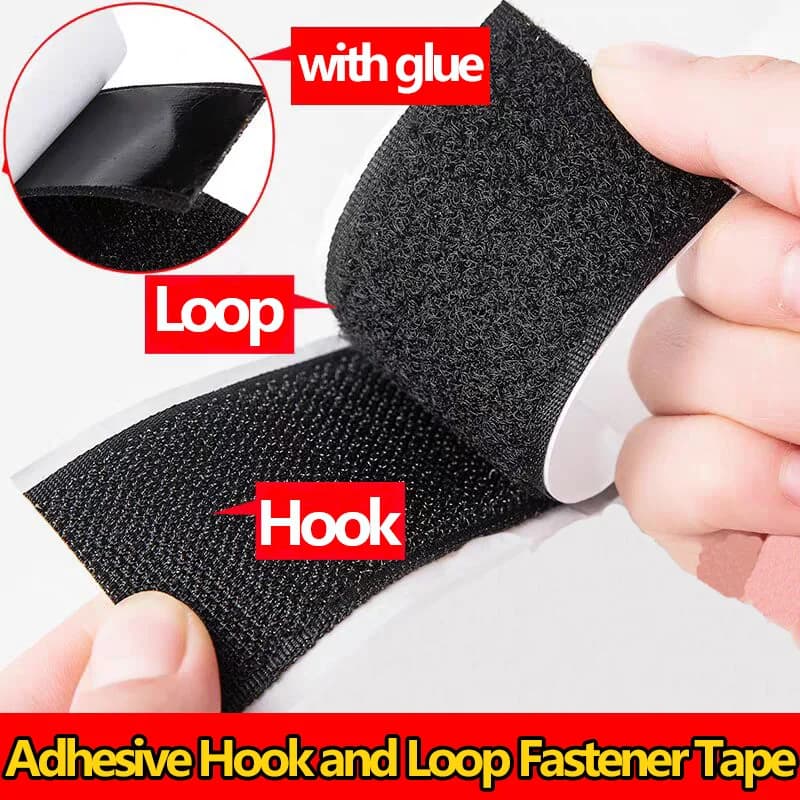 Nastro Adesivo in Velcro Resistente da 2 Metri/Paio, Striscia Adesiva in Nylon per Fissaggio Fai-da-Te 20-50mm