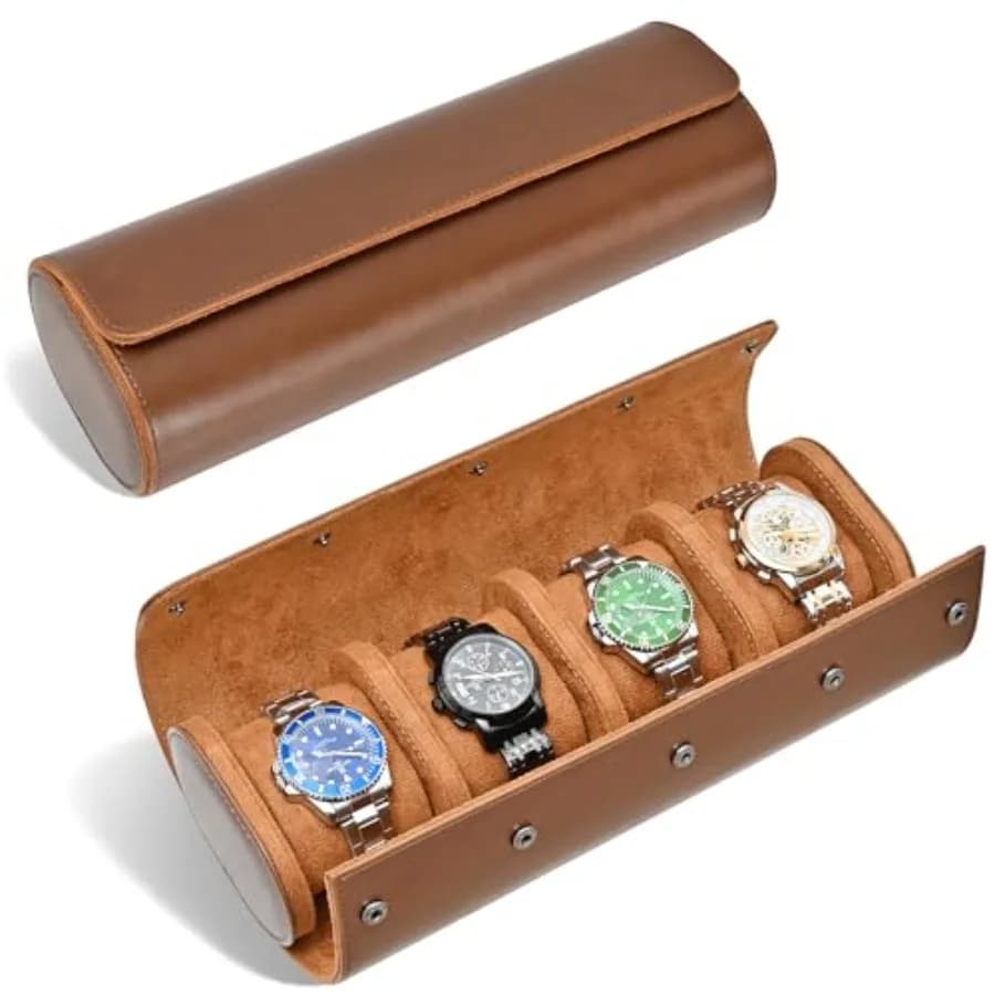 Custodia da Viaggio per Orologi da Uomo e Donna - Contiene 4 Orologi - Organizzatore con Cuscini Rimovibili Innovativi per una Conservazione Sicura