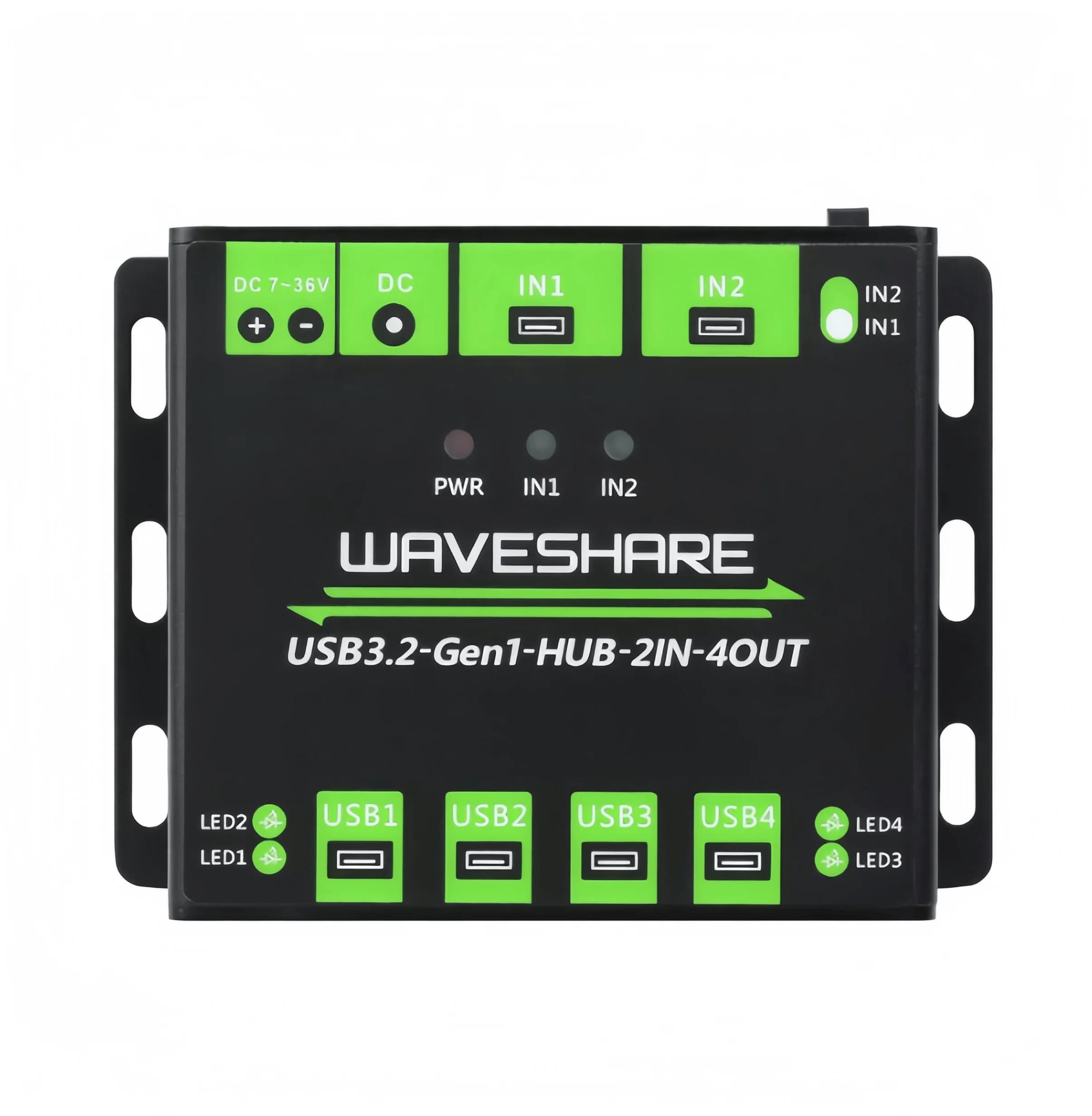 Hub USB di Grado Industriale / Hub USB 3.2 con 2 Ingressi e 4 Uscite, Splitter Commutabile Dual-Host