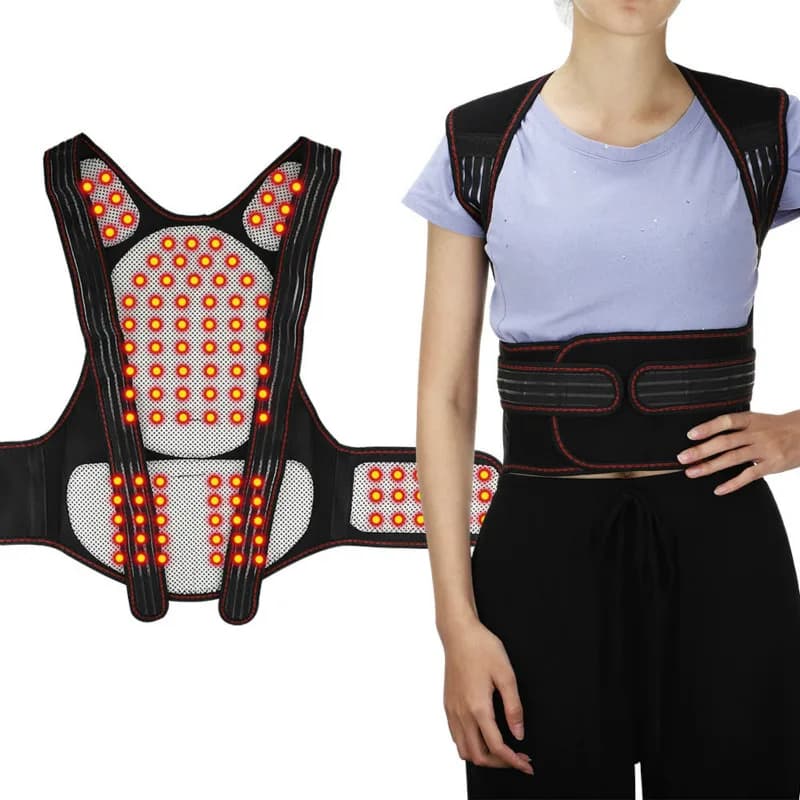 108pcs magneti tormalina autoriscaldante supporto per la schiena tutore per la schiena gilet per la postura della schiena cintura per la correzione della postura lombare della spalla della colonna vertebrale