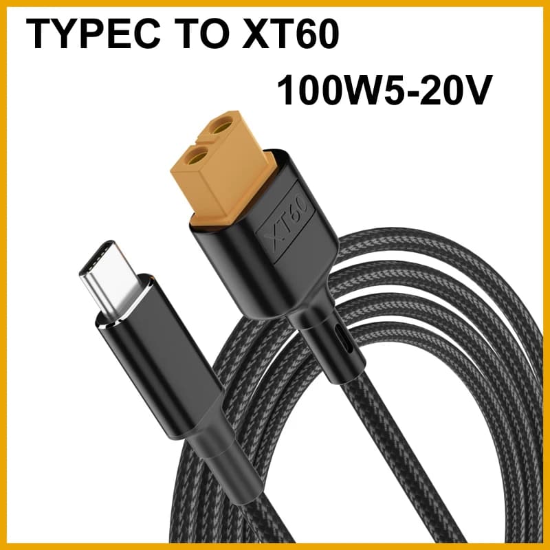 1M 20V 5A 100W USB-TYPE-C to XT60 Charging Cable for Toolkitrc Protocol SC100 M7 M6 6D M8S Fast Charging Power Line Adapter RC