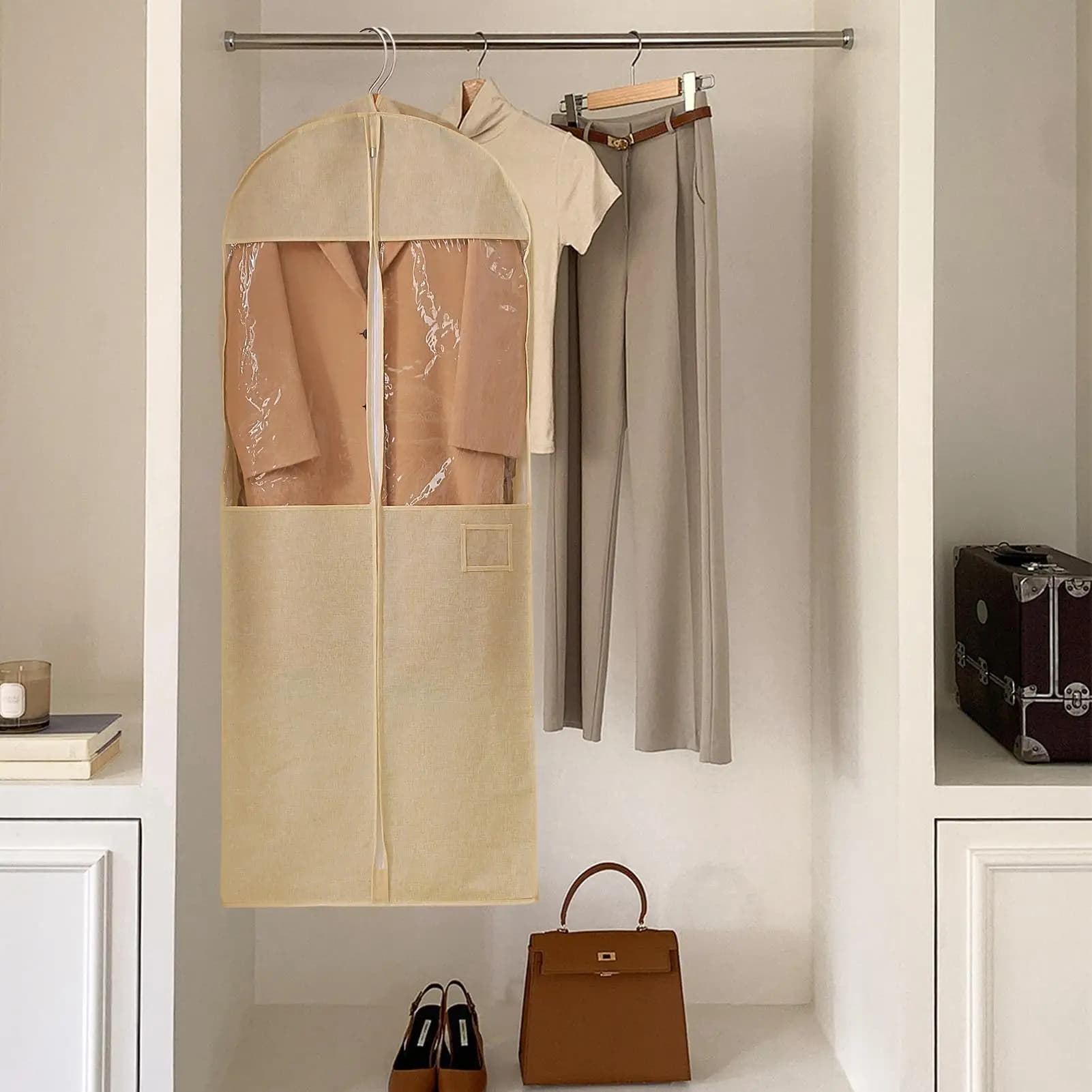 Garment Bags For Clothes Breathable Suit Covers With Clear Window Garment Bags Dresses For Coats Jackets Shirts Laundry Packing