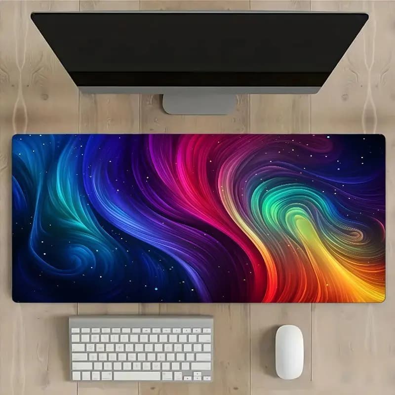 Tappetino da scrivania grande con spirale arcobaleno astratta, tappetino per mouse da gioco antiscivolo per tastiera da ufficio e casa