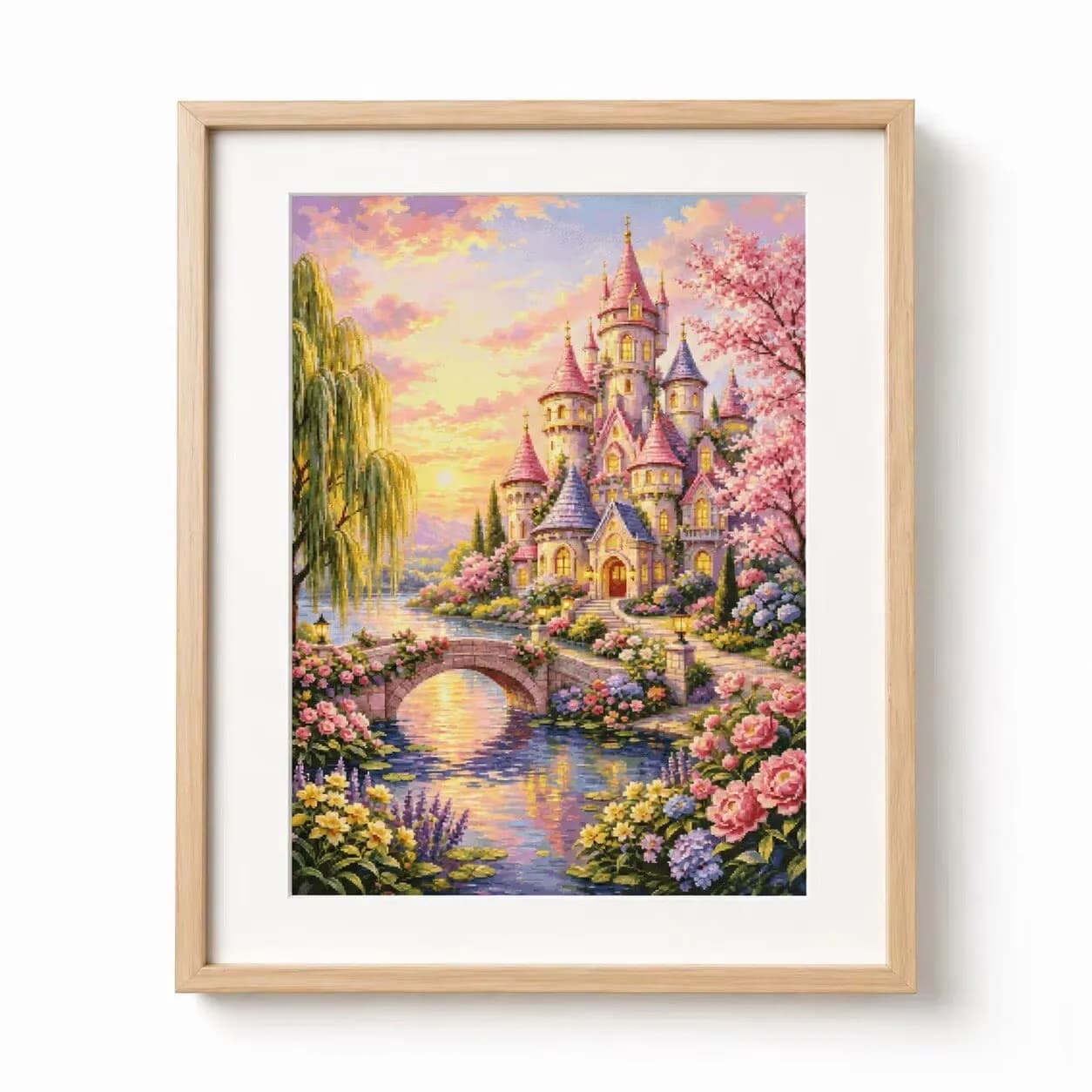ZZ8851- Sunset Castle 14CT 16CT 18CT Stamped Cross Stitch DIY Set Pattern Kit Needlework Embroidery 114 Colors