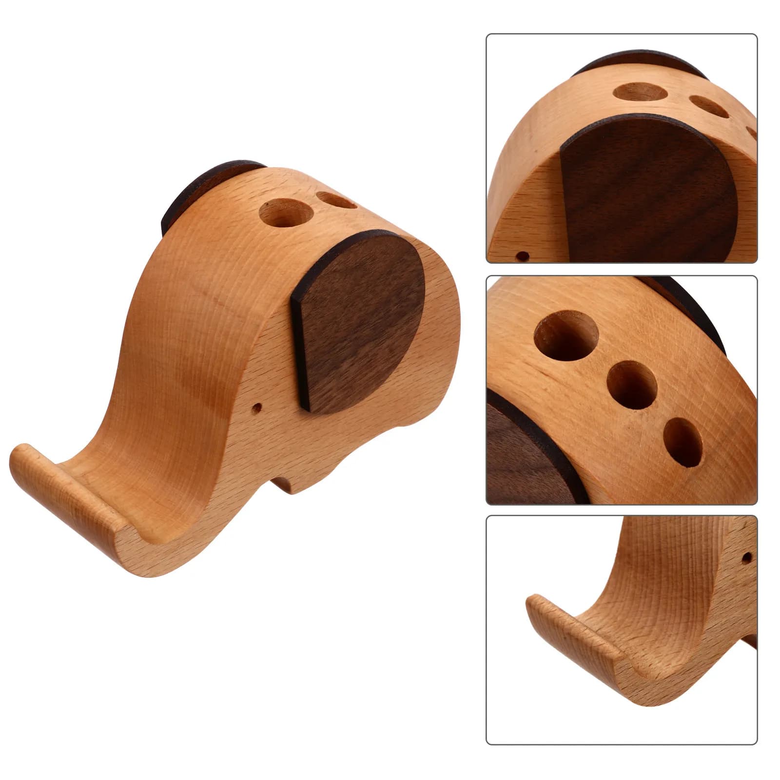 Portapenne a Forma di Elefante, Supporto per Telefono da Scrivania in Legno, Organizzatore Creativo per Ufficio, Supporto per Tablet