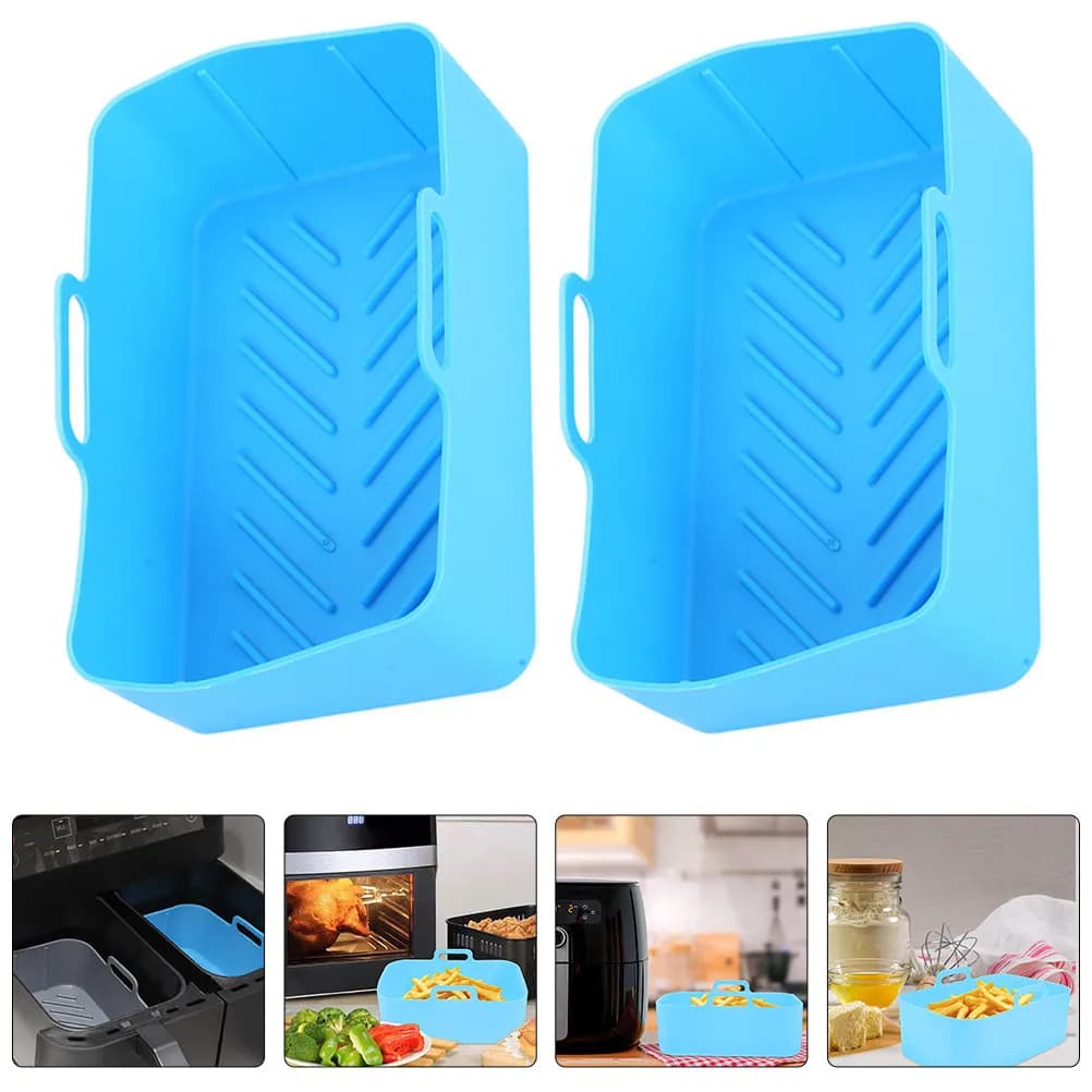 2 Pezzi Rivestimento Riutilizzabile in Silicone per Friggitrice ad Aria, Tappetino Antiaderente Resistente al Calore, Accessori per Friggitrice ad Aria