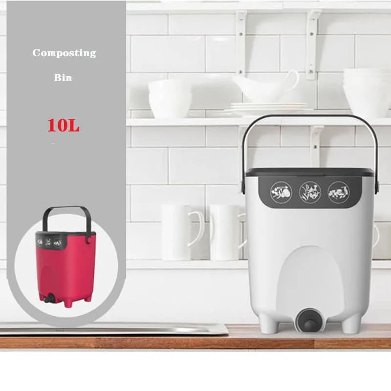 10L Compost Bin,Kitchen Waste Fermentation Organic Composting Bucket for Deciduous Leaf Household Garbage Collection Container