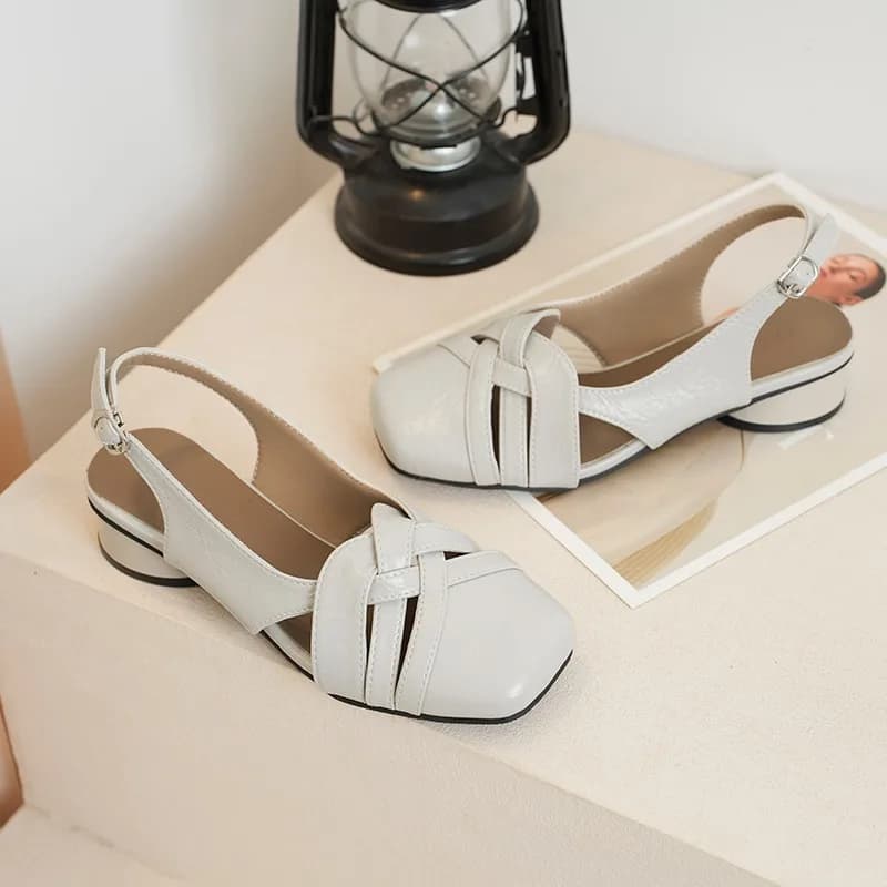 Sandali Casual da Donna alla Moda con Cinturino e Tacco, Scarpe Femminili in Vera Pelle, Calzature Estive da Sposa