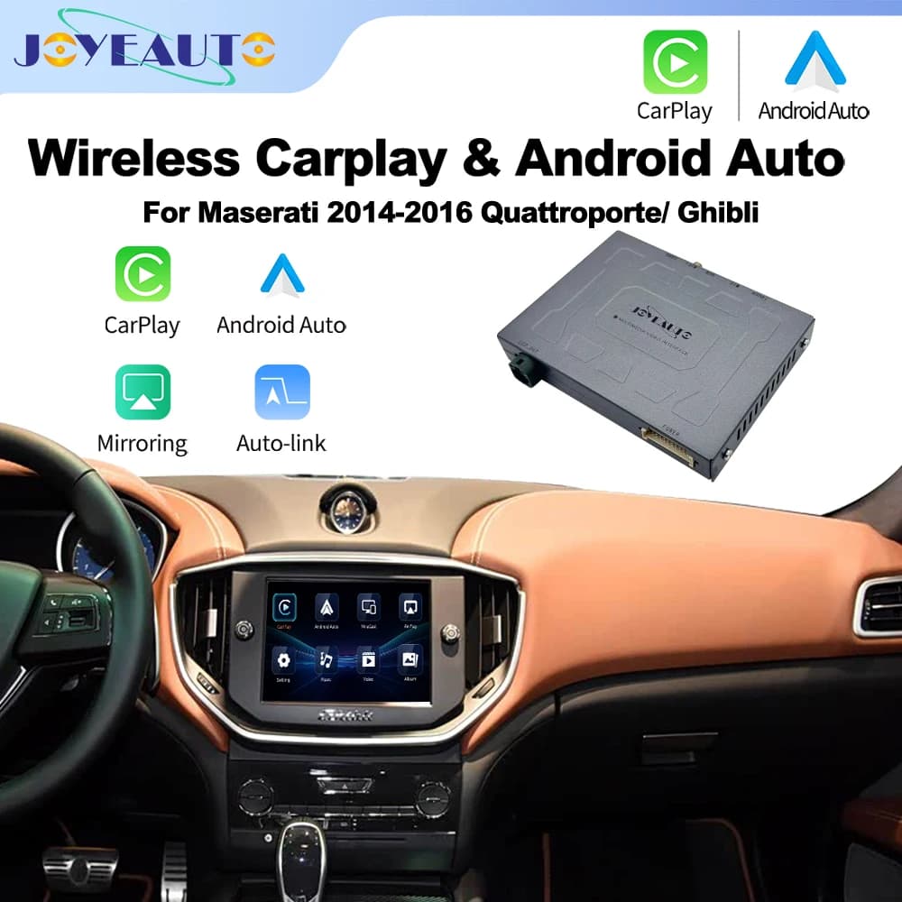 Interfaccia JoyeAuto Wireless CarPlay Android Auto Retrofit per Maserati Quattroporte Ghibli 2014-2016 Mirroring AirPlay USB Flash