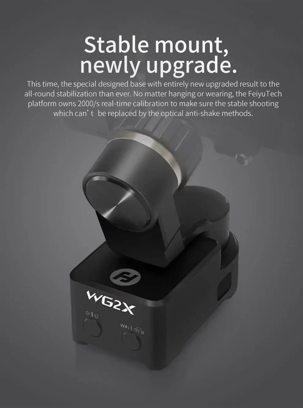 2025 Hot Sale Feiyu WG2X Stabilizzatore Gimbal Sportivo Indossabile a 3 Assi per Casco Bici e Auto, Compatibile con GoPro Action