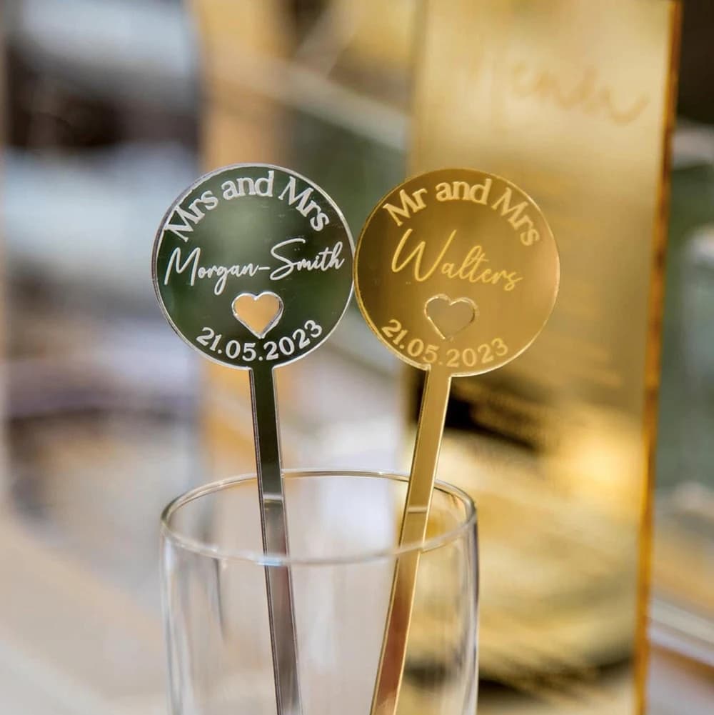 Agitatori da cocktail per bevande nuziali personalizzati con decorazione personalizzata a forma di cuore per addio al nubilato e baby shower