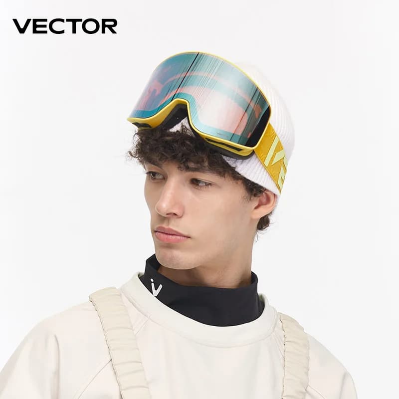 VECTOR Ski Goggles Double-Layer Magnetic Anti-Fog UV400 Protection Snowboard Goggles for Men Women Cylindrical Lens Snow Goggles