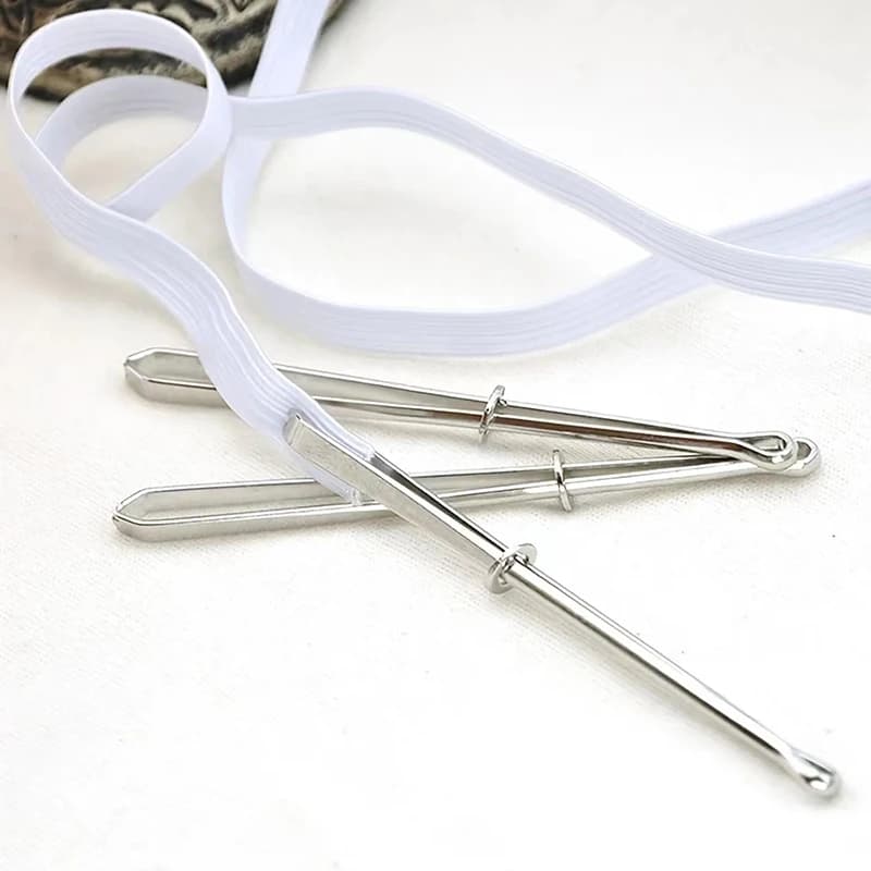 2 pcs stainless steel garment clips tools for sewing diy elastic band punching cross stitch thread wear rope elastic clamp