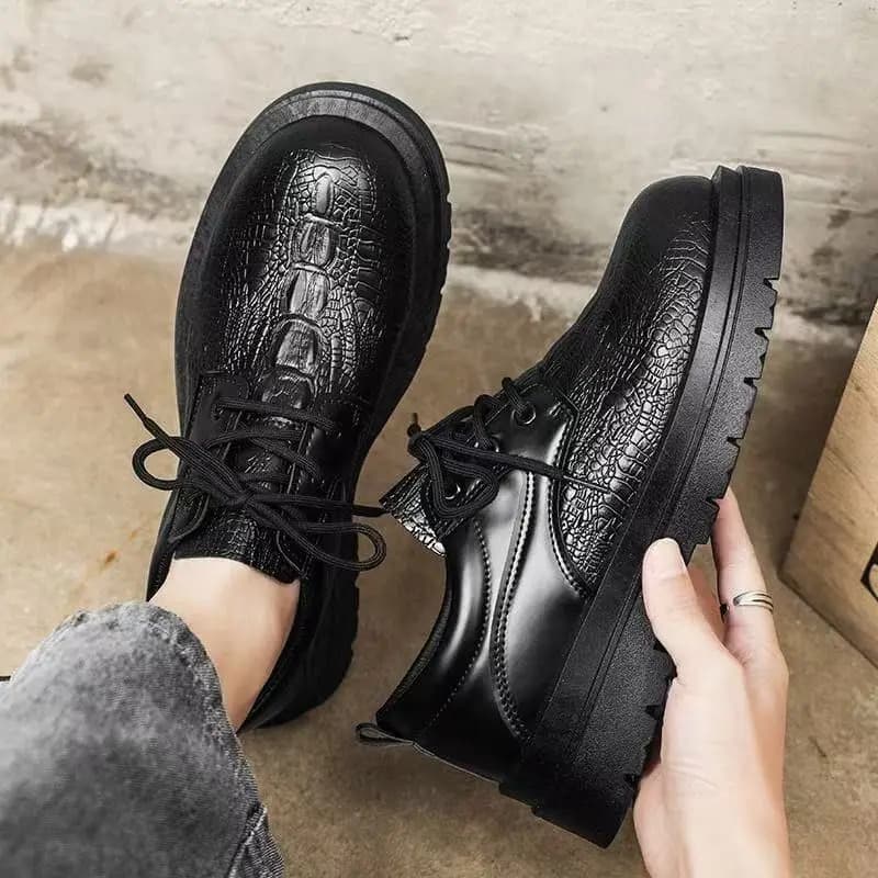 Men's British Style Loafers Height Increasing Elevator Shoes Thick Sole PU Leather Business Casual Slip on Dress Shoes