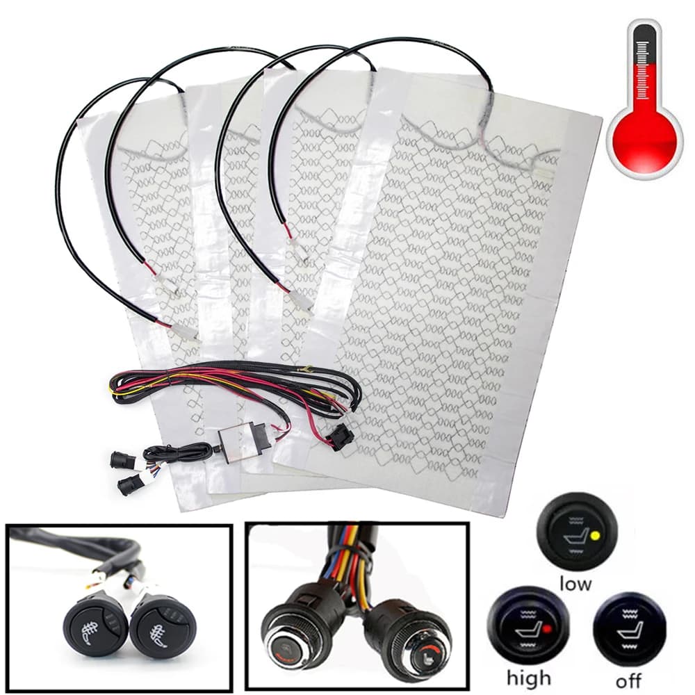 Universal 12V 2 Seats 4 Bearings Car Seat Heater Thermal Bearings Heating Carbon Fiber Heating System Round Pillow Switches Winter Heater
