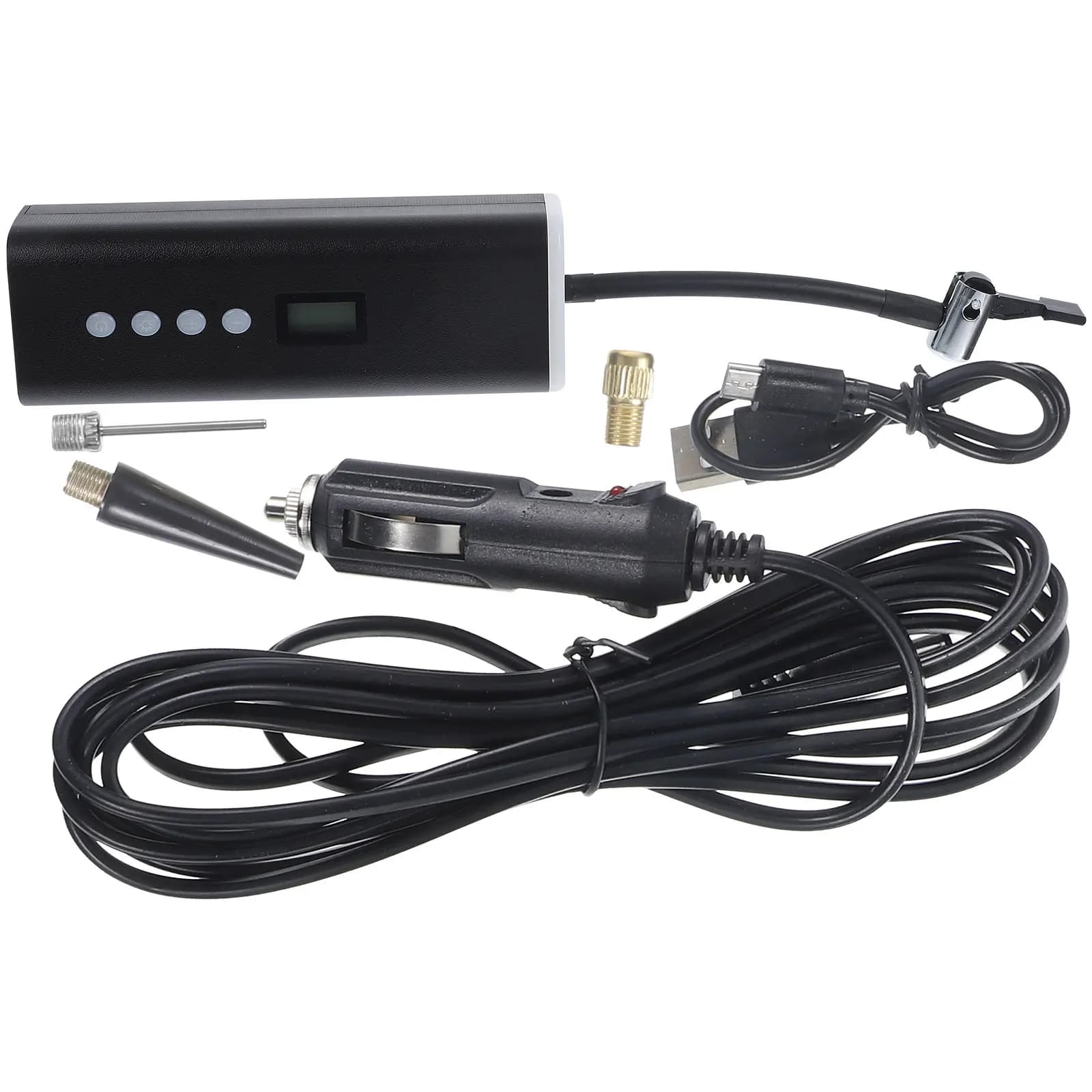 Set Pompa Elettrica Wireless Portatile per Gonfiaggio di Pneumatici Auto, Bici, Moto, Materassi ad Aria e Galleggianti con LED