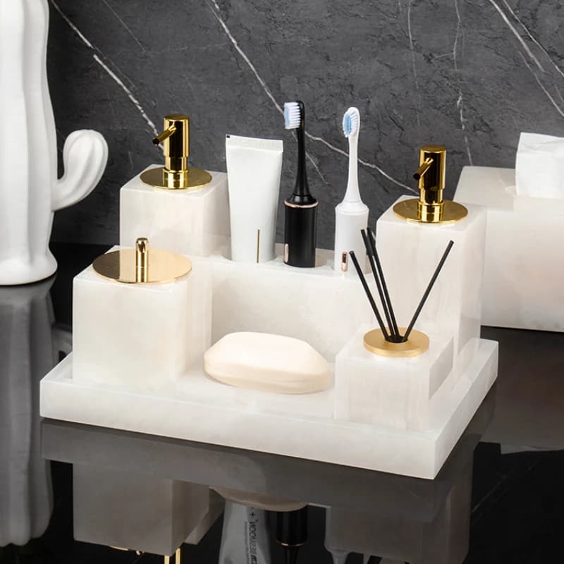 1pc articoli da toeletta in marmo bottiglia separata di lozione per lavabo da bagno vassoio da bagno per uso domestico supporto per spazzolino da denti