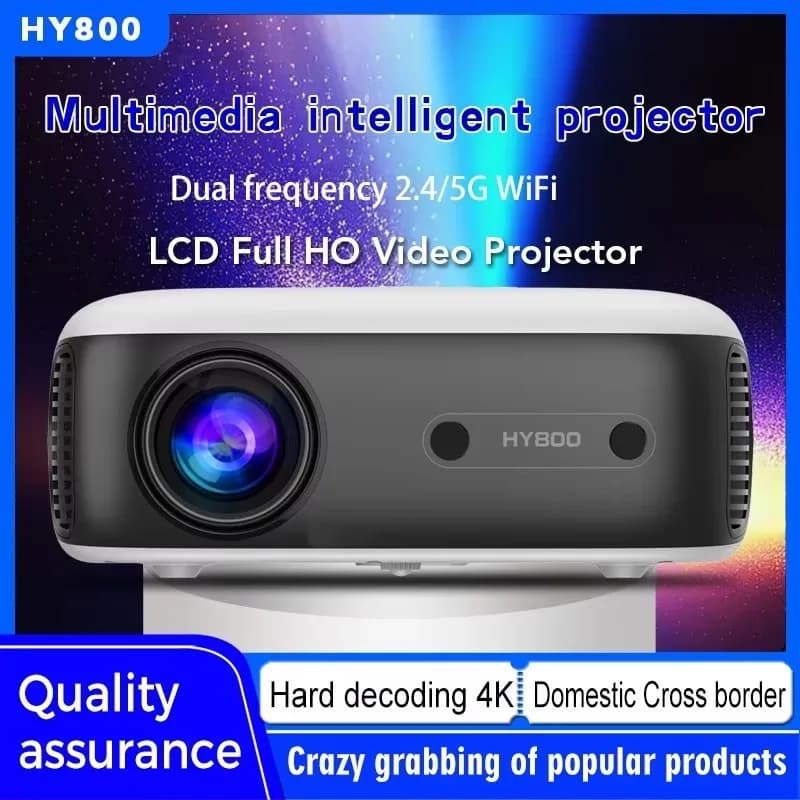 Proiettore Android portatile HY800 Mini 3D 4K Otturatore reale 1080P Home Theater Video Proiettore LCD 2G RAM WiFi
