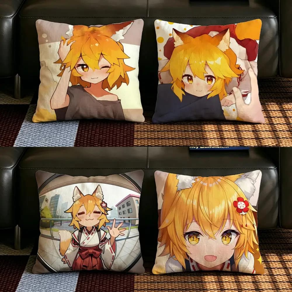 Anime S-Senko-san Cushion Cover Natural Linen Pillowcase Set, All-in-One Decor for Sofa, Bedroom & Chair
