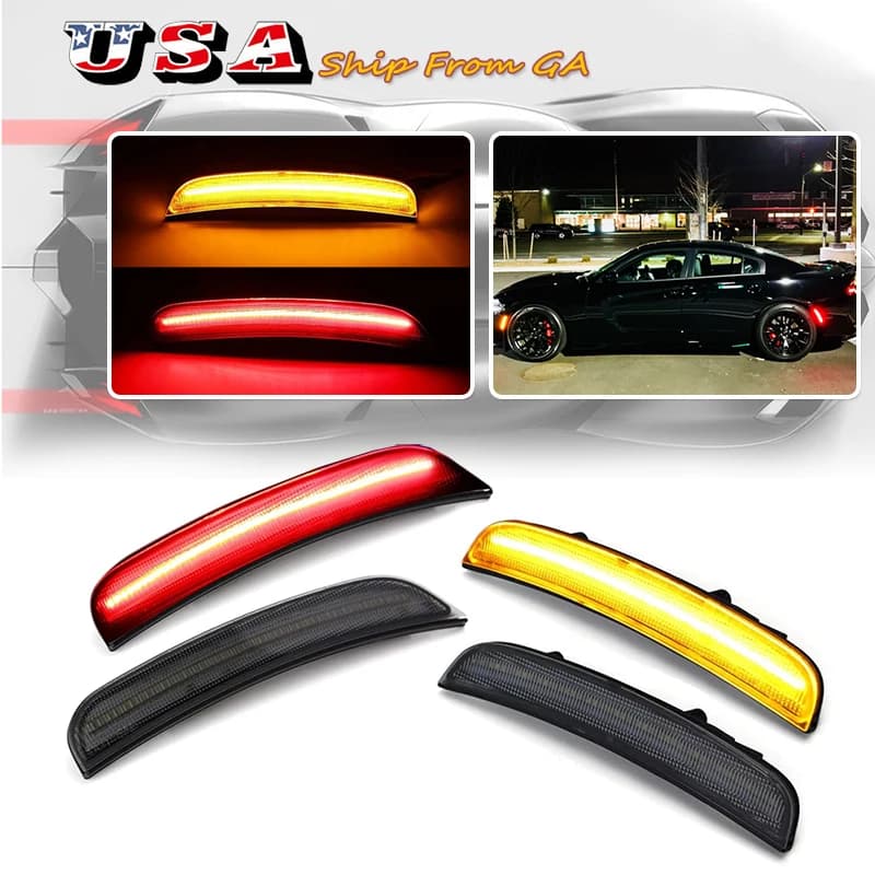 LED Parafango Luce di posizione laterale Lampadina per Dodge Charger 2015 2016 2017 2018 2019 2020 2021 2022 Anteriore Ambra Posteriore Rosso Indicatore lampada