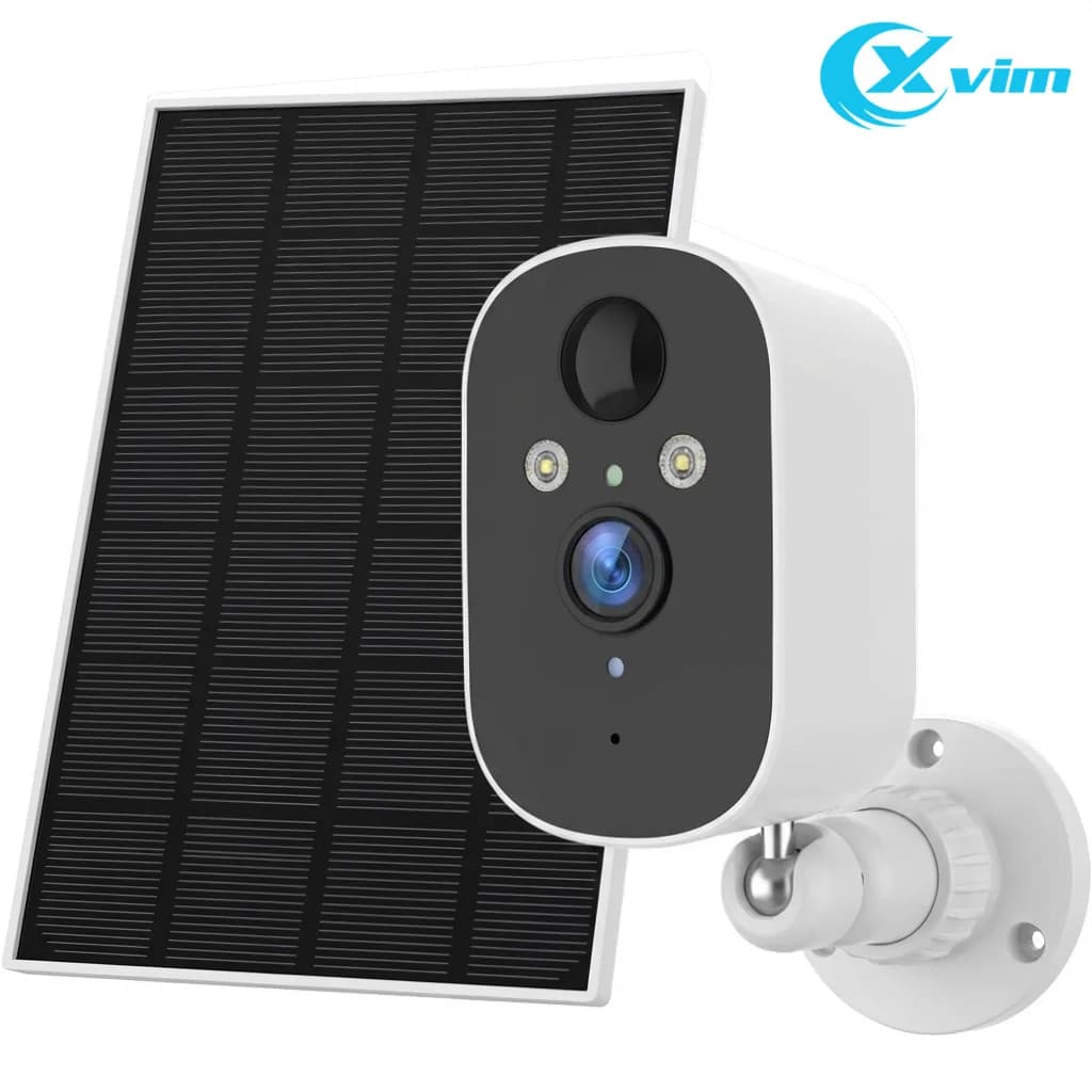 Telecamera WiFi XVIM Solare da Esterno 2K HD, Telecamera di Sorveglianza Solare con Batteria e Sensore di Movimento PIR, Protezione per la Sicurezza Domestica
