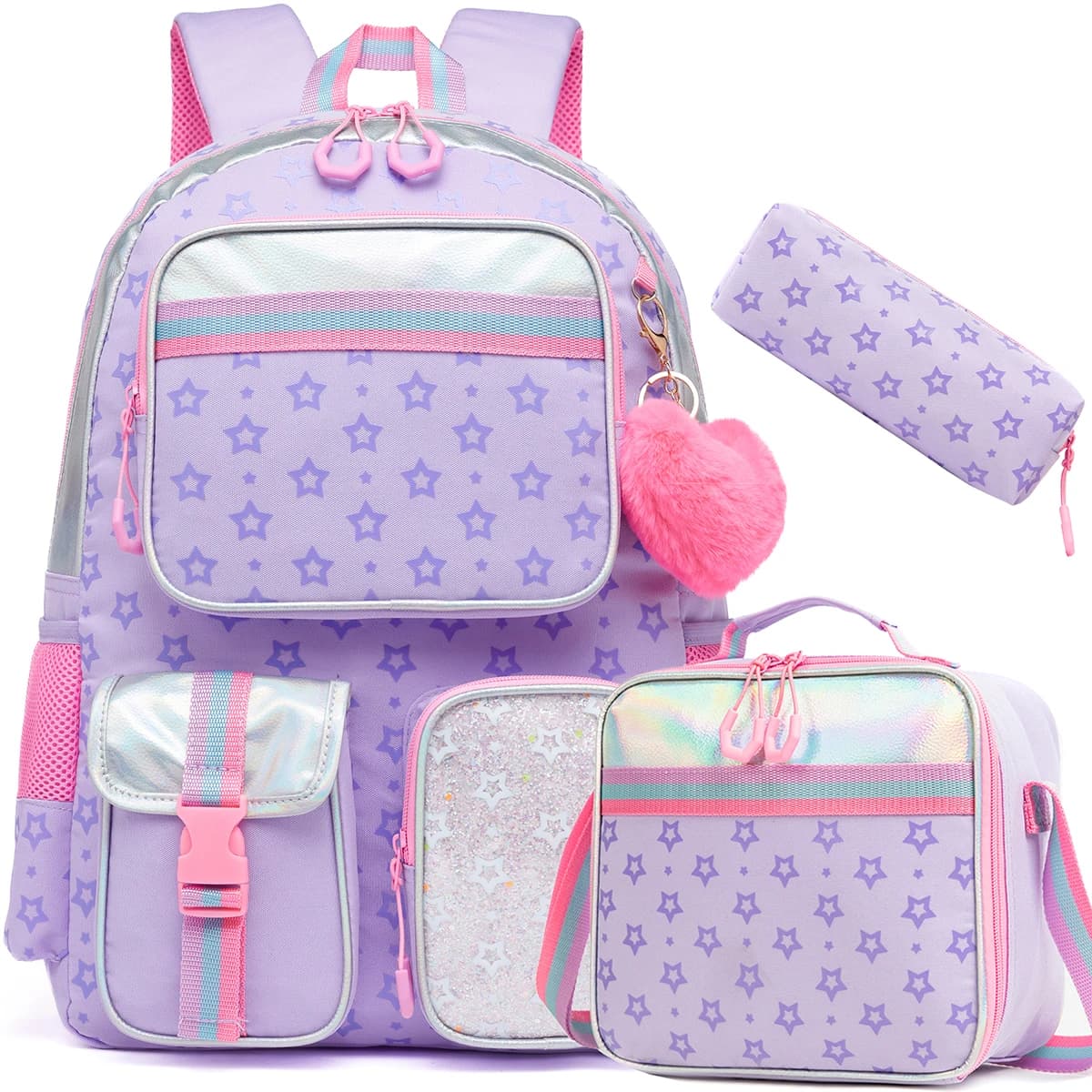 Meetbelify zaino multifunzionale borsa da scuola per ragazze borsa da scuola stampata pentagramma con Lunchbag e Pencilbag