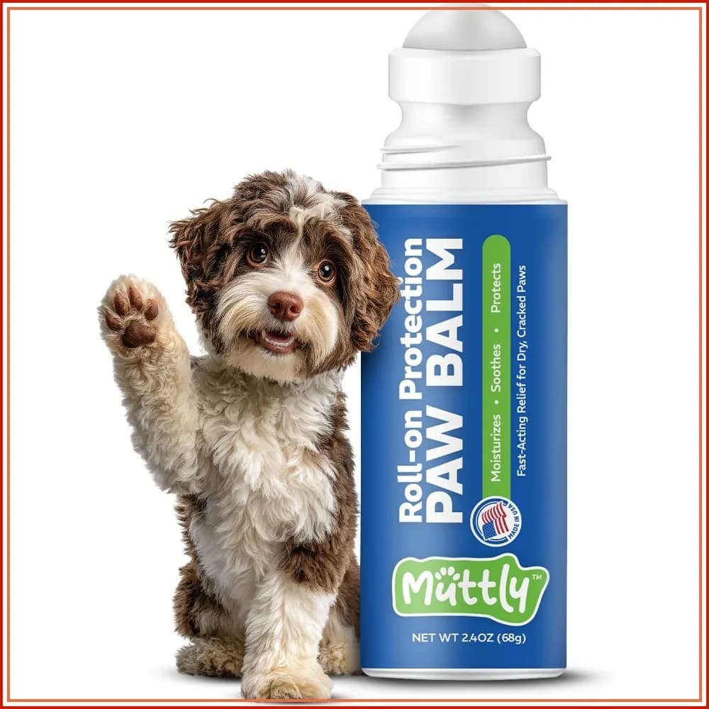 Roll-On Dog Paw Balm - Moisturizer & Soothing Protection from Snow & Hot Pavements - Easy & Fast to Apply, Natural, Non-Toxic, Food-Grade, Lick-Safe Wax