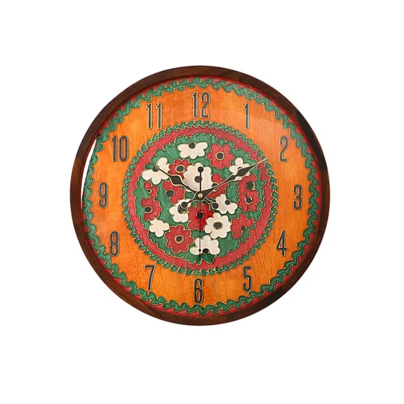 New Chinese solid wood wall clock living room light luxury high sense ethnic style creative clock