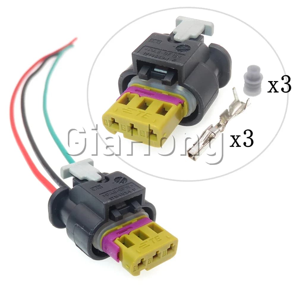 Set di 3 Connettori Elettrici Impermeabili 06E973703 AC per Auto, 4-1718644-1, 1-1718652-3, 1718653-1