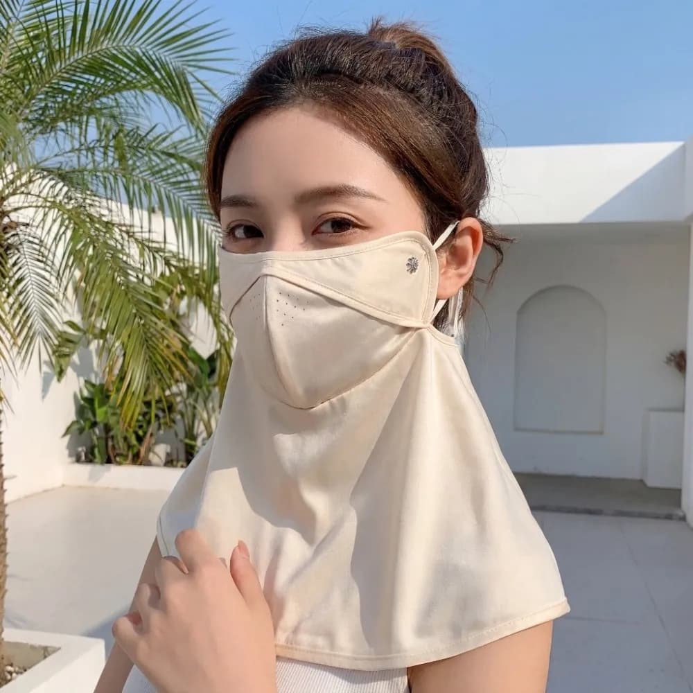 Maschera Solare in Raso per Ciclismo, Protezione Solare Liscia e Sottile per il Viso, Elastica, Leggera e Traspirante, Maschera Parasole per la Scuola