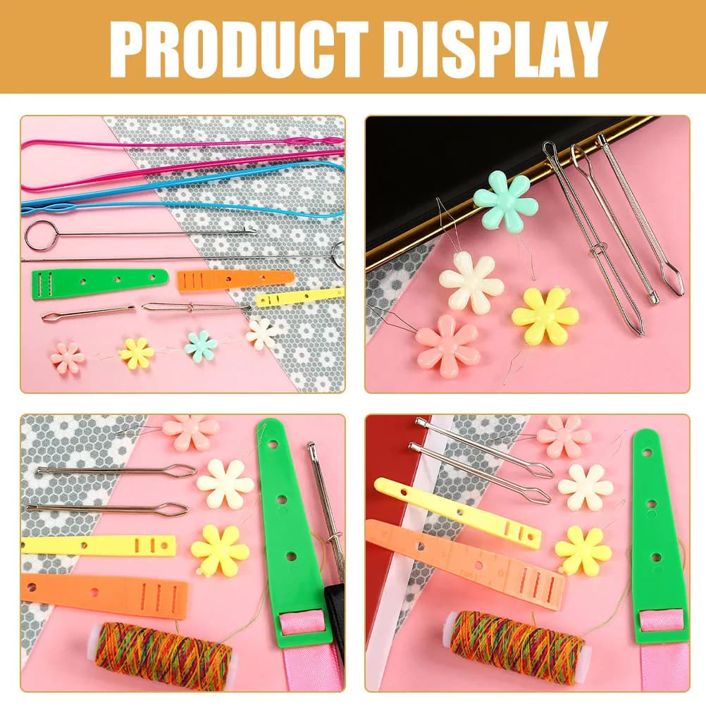 1Set Drawstring Threader Tool Multi-Functional Sewing Tube Turner for Re-Stringing Hoodies Jackets Bags Shoelaces Home Craft DIY