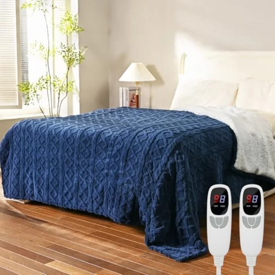 Coperta Elettrica Riscaldata Misura Queen - 213x229 cm con Doppio Controllo, 9 Livelli di Calore e Timer 1-10 Ore, Morbida Jacquard