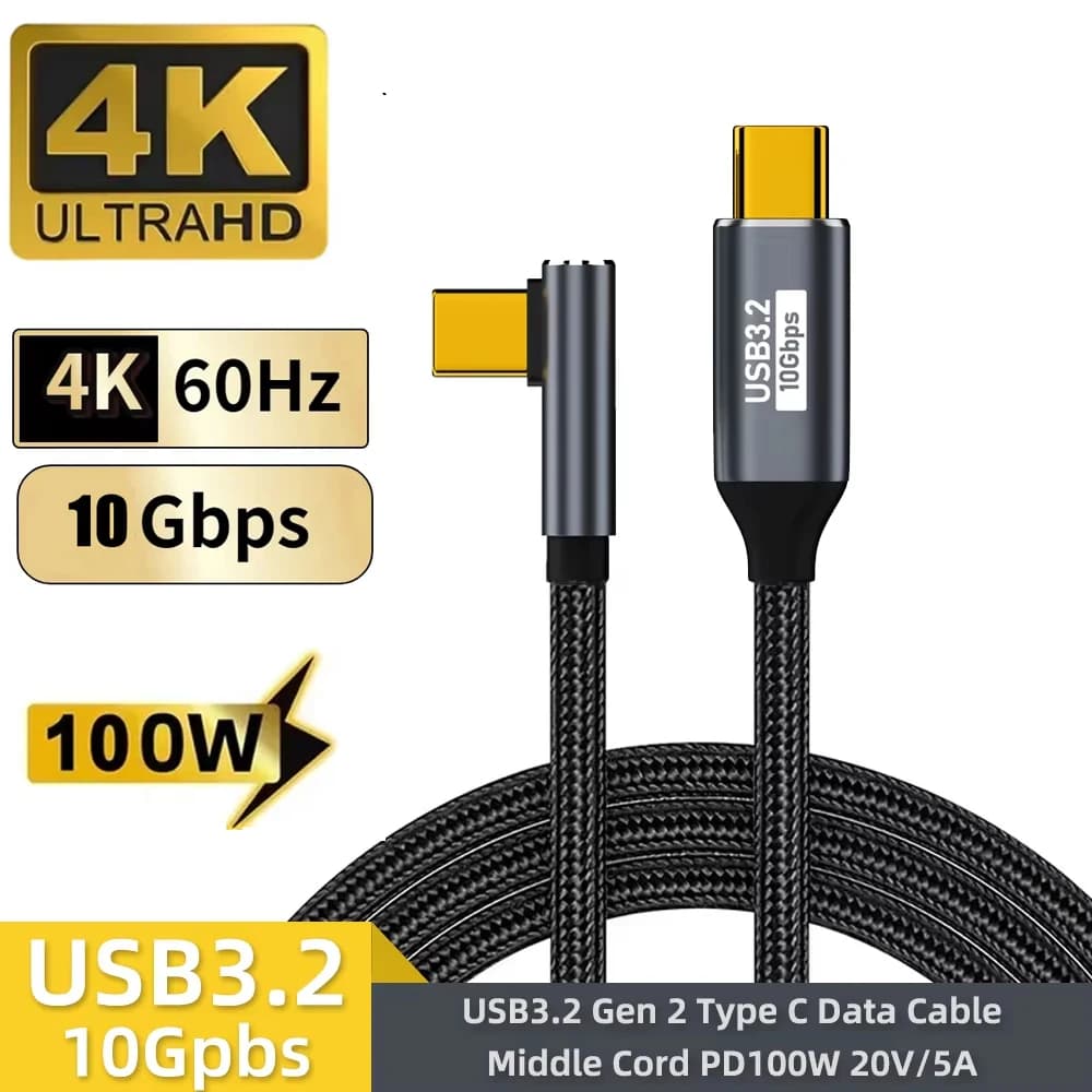 USB-C cable to USB-C PD100W USB3.2 10Gbps 4K@60Hz for Mirroring Screen 5A Type-C for iPhone 17 Pro Max MacBook Pro Samsung