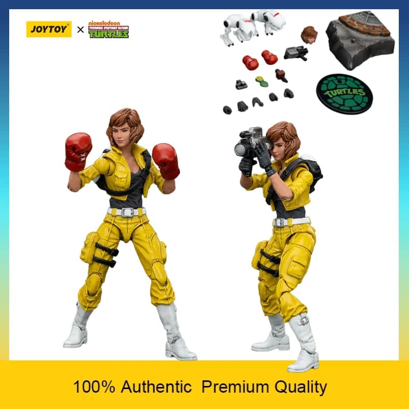 [In Stock] JOYTOY TMNT April O'Neil Female Reporter Warrior 1/18 Fully Articulated Action Figure Camera & Pistol Accessory