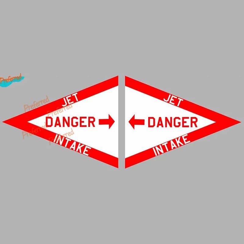 2 X DANGER JET AIR INTAKE AVION F16 TOMCAT 12cmX10cm AUTOCOLLANT STICKER