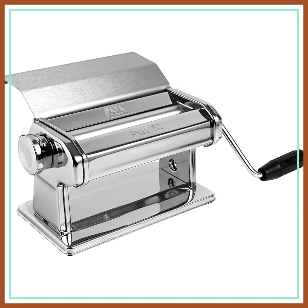 Macchina per Pasta Manuale, Rullo in Acciaio Cromato da 180mm, Spessore Regolabile, per Pasta Fatta in Casa, Lasagne, Ravioli, Prodotti da Forno