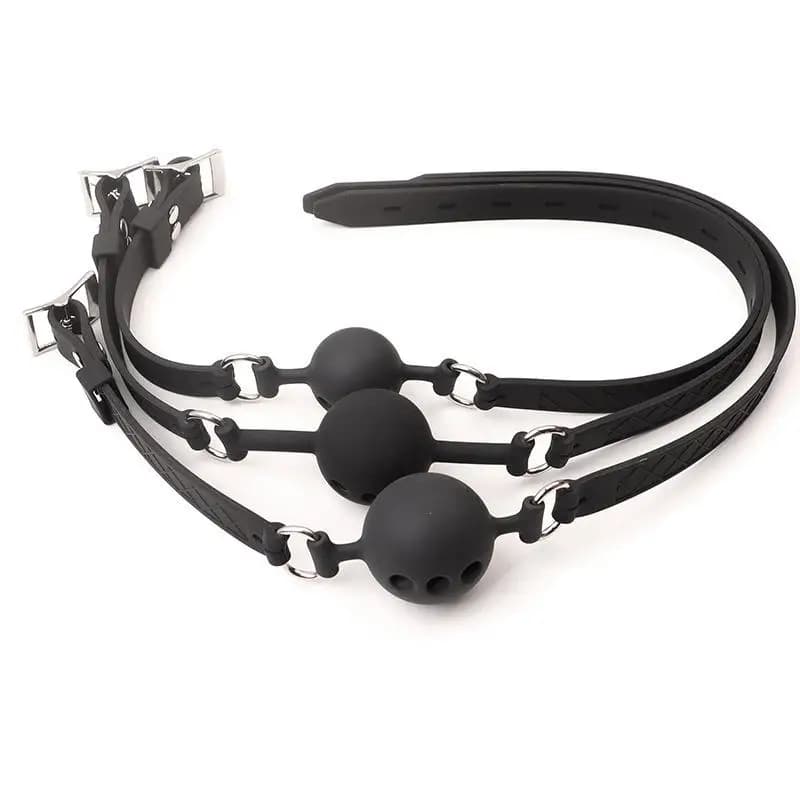 BDSM Mordicchiatori per la bocca, Cinghie di contenimento in silicone, Mordicchiatore a sfera traspirante, Cinghia regolabile, Giocattoli sessuali per la bocca per giochi SM per adulti