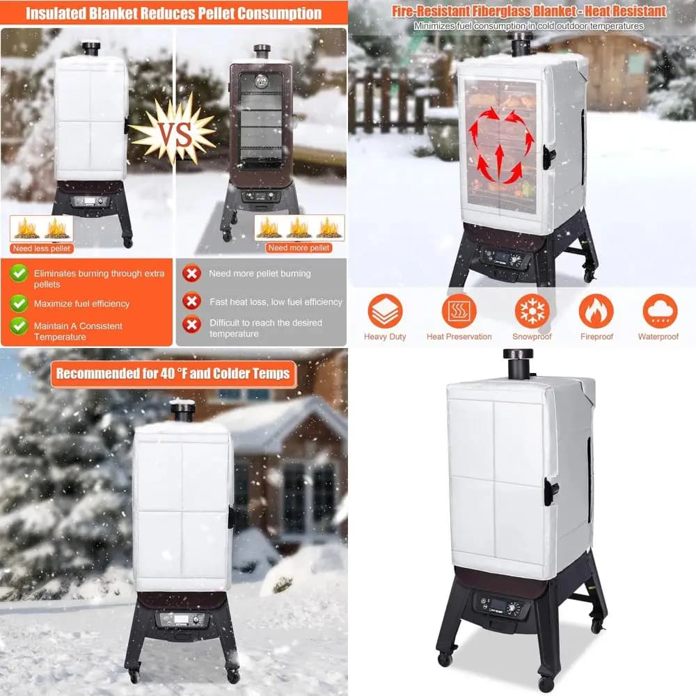 Coperta Isolante per Affumicatore Verticale a Pellet, Copertura Isolante per Barbecue in Clima Freddo per il Mantenimento del Calore