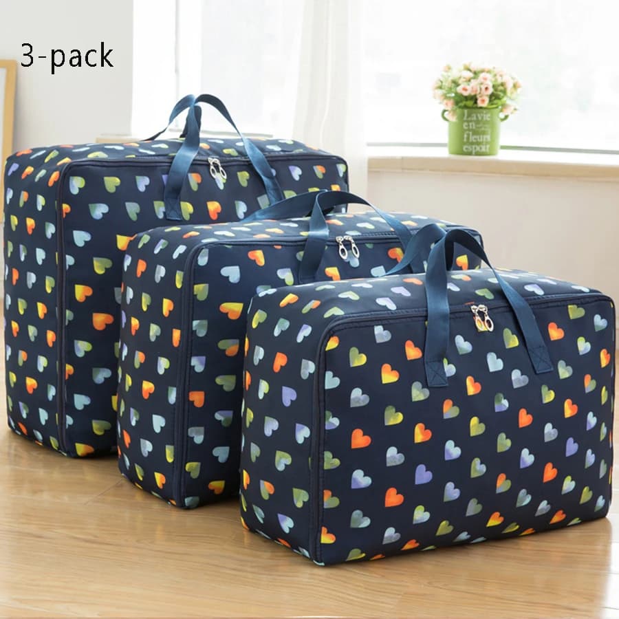Borsa portaoggetti impermeabile in tessuto Oxford set di tre pezzi oversize medio, stoccaggio di capacità oversize per abbigliamento trapuntato