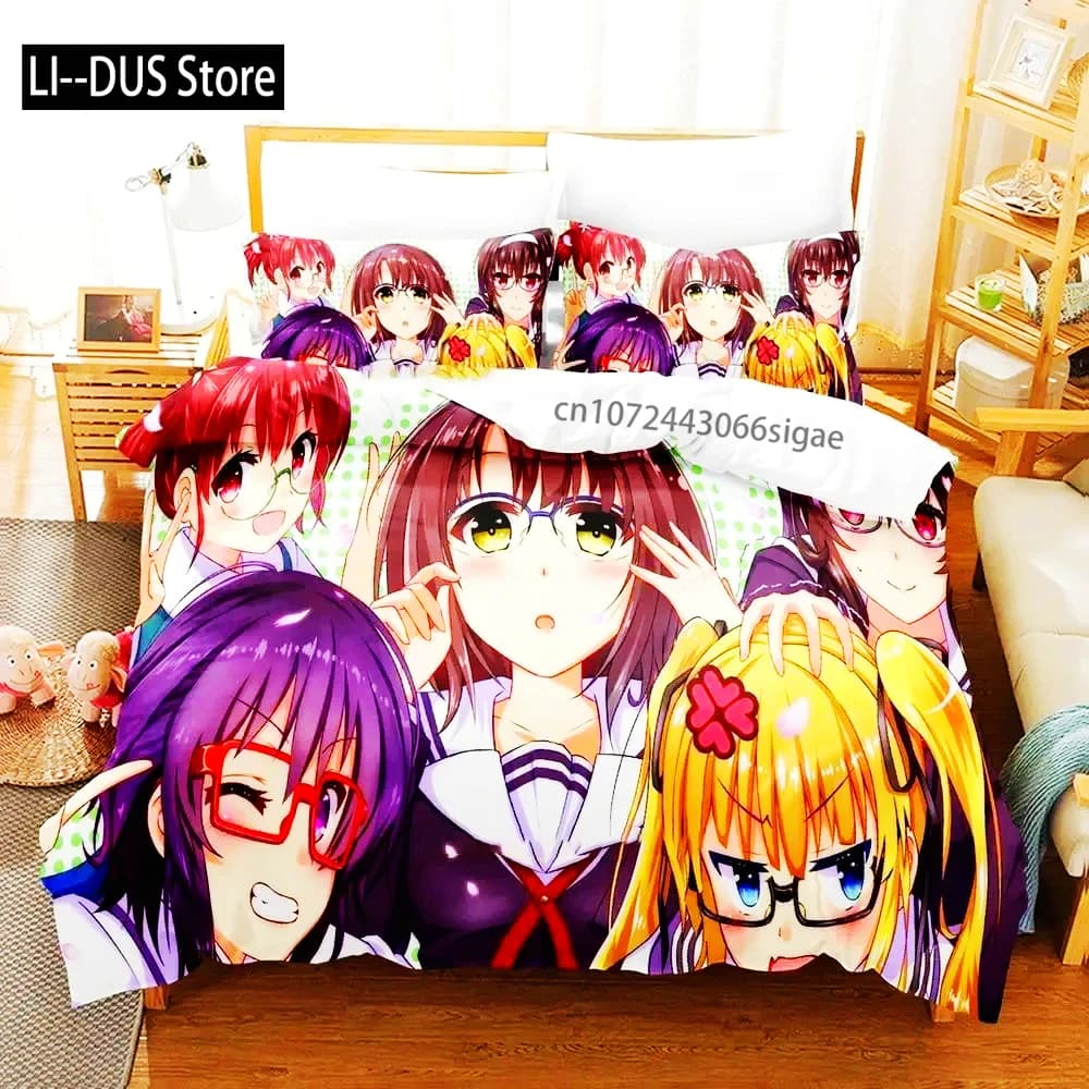 Anime Saekano Come sollevare una fidanzata noiosa Set biancheria da letto Ragazzi Ragazze Twin Queen Size Copripiumino Federa Letto Ragazzi Adulti