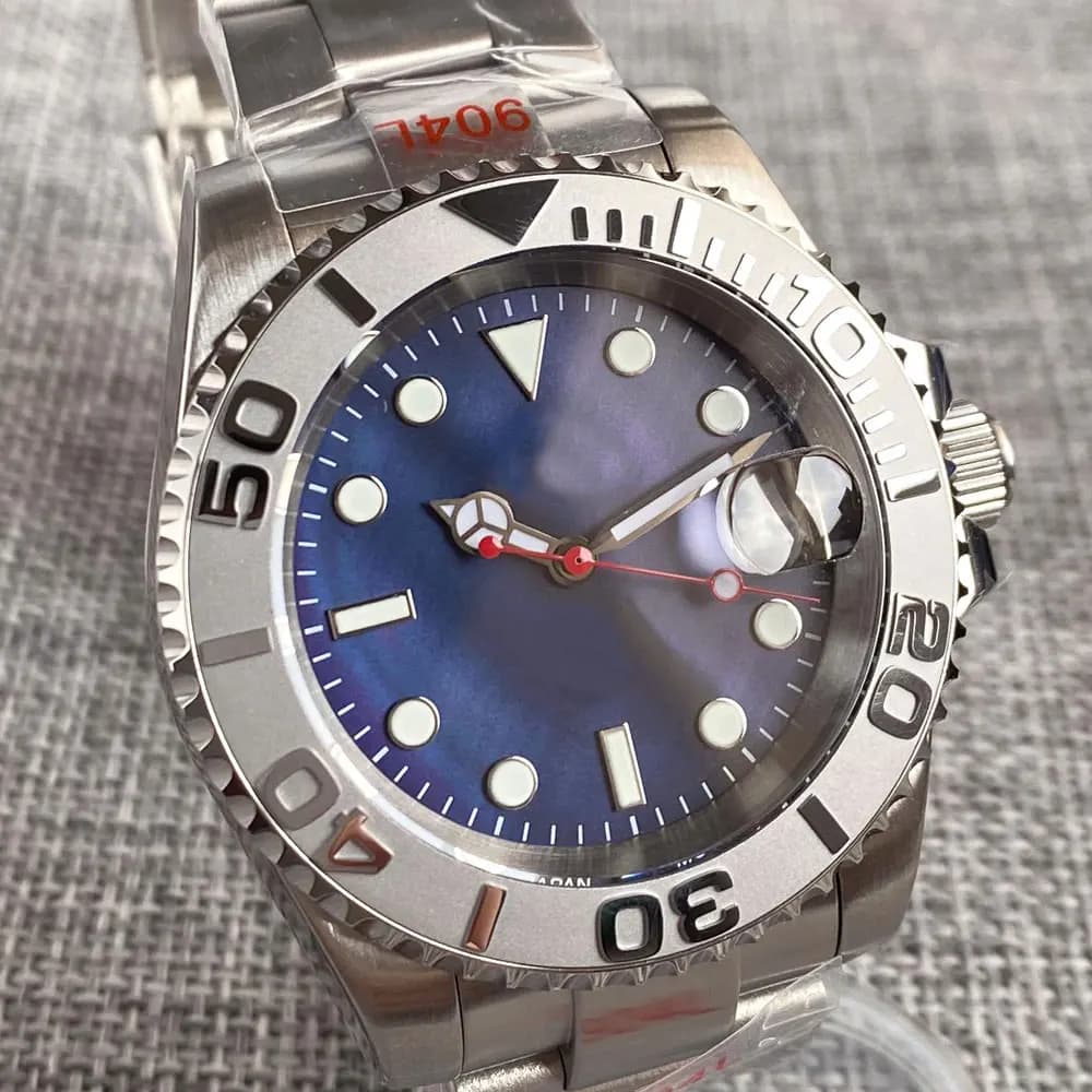 Orologio Subacqueo da Uomo Tandorio Blu 40mm con Movimento NH35A, Impermeabile 200M, Lancetta Rossa, Vetro Zaffiro, Inserto Ghiera in Ceramica Luminosa