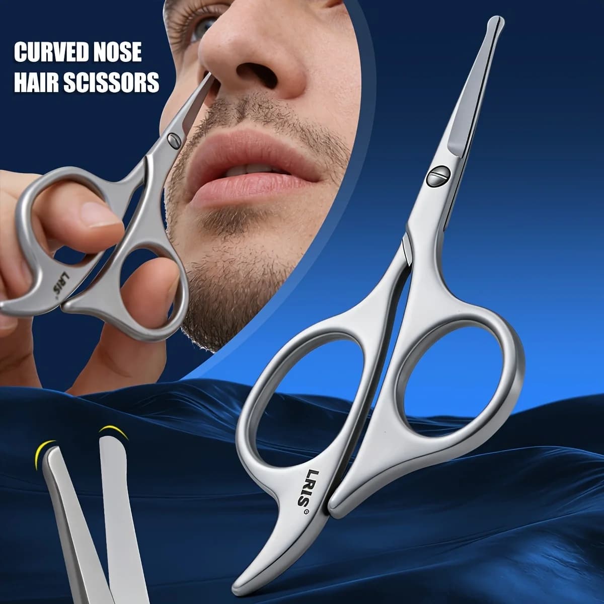 Stainless Steel Round Tip Nose Hair Scissors - Sharp & Smooth, No Pulling, Safe for Men Women, Trim Nose Hair Beard Eyebrows