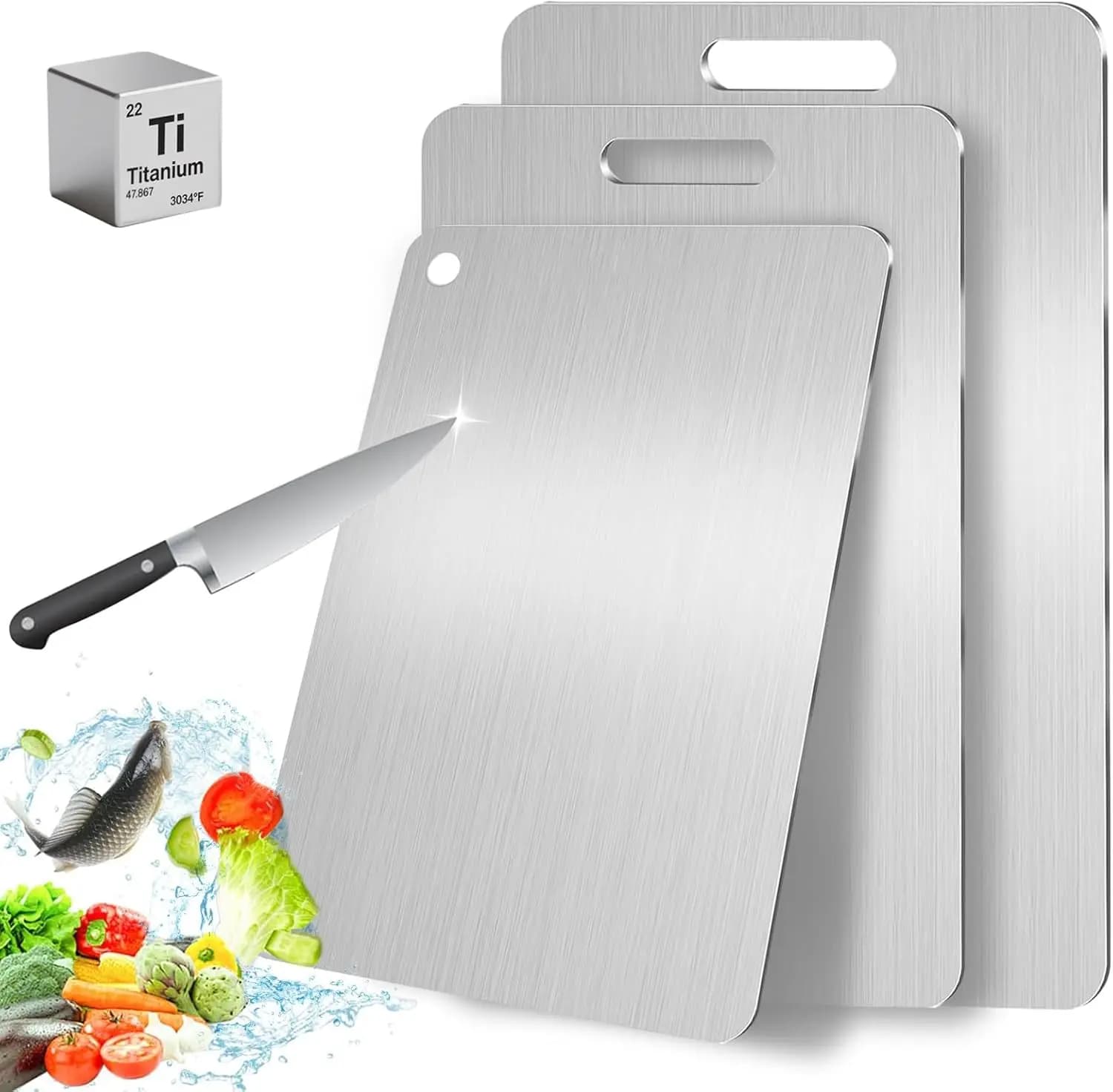 Tagliere in Titanio Katuchef, New 2026, Taglieri 100% Pure Titanium for Kitchen, Titan Cut Pro Non Toxic Double