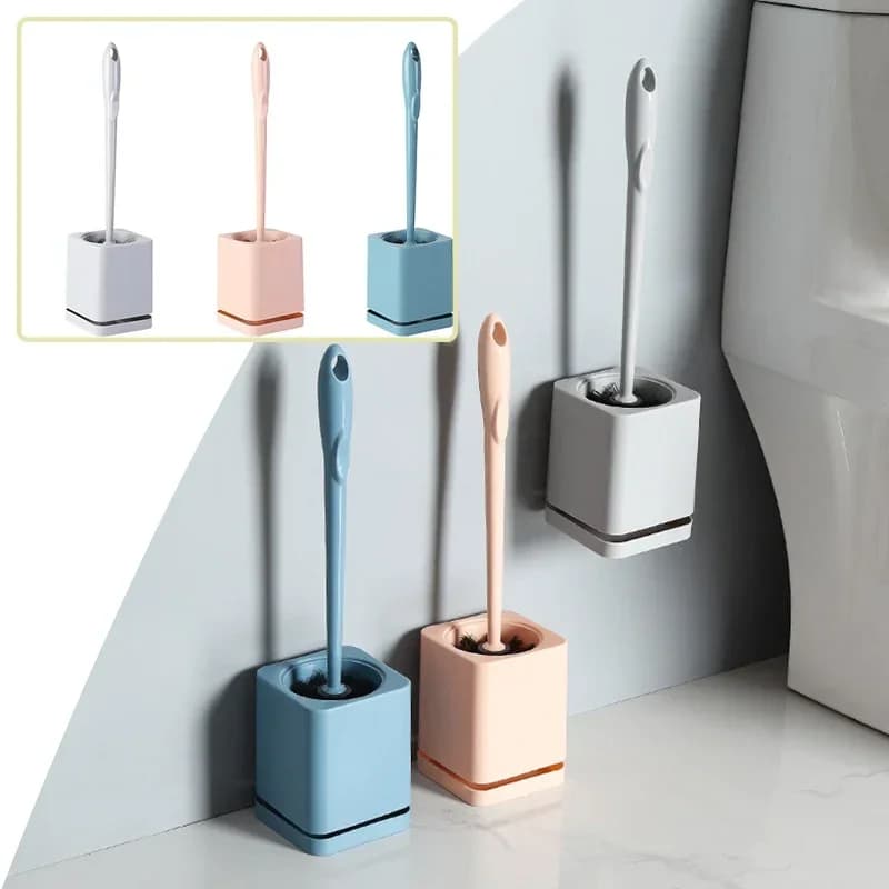 Scopino per wc con manico lungo in plastica per uso domestico senza perforazione spazzola per la pulizia a parete con Design del foro di scarico della Base